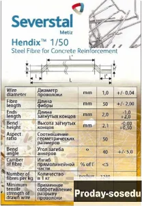 Hendix 1/50, Hendix Prime. Фибра стальная анкерная